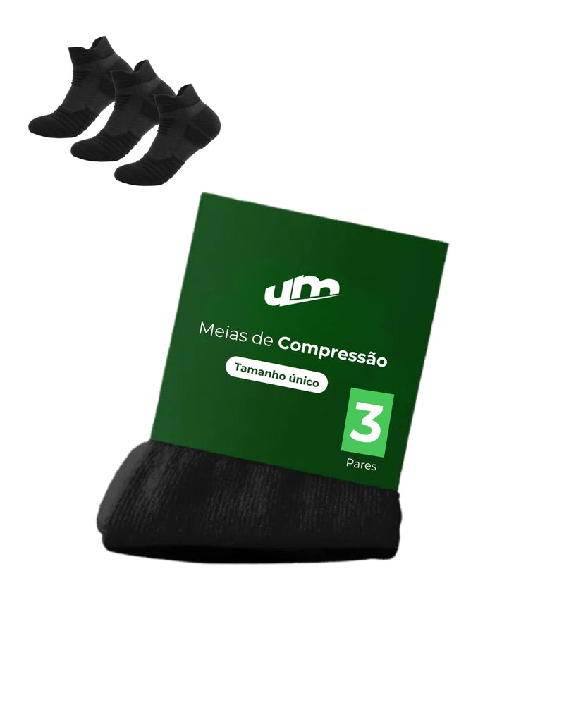 Meias Ultra Max Performance Unissex  | Com Compressão Tecnológica - 3 Pares