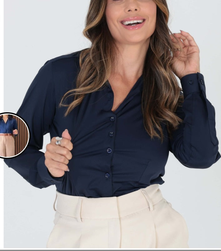 Camisa Feminina Social Manga Longa | ComfortTech
